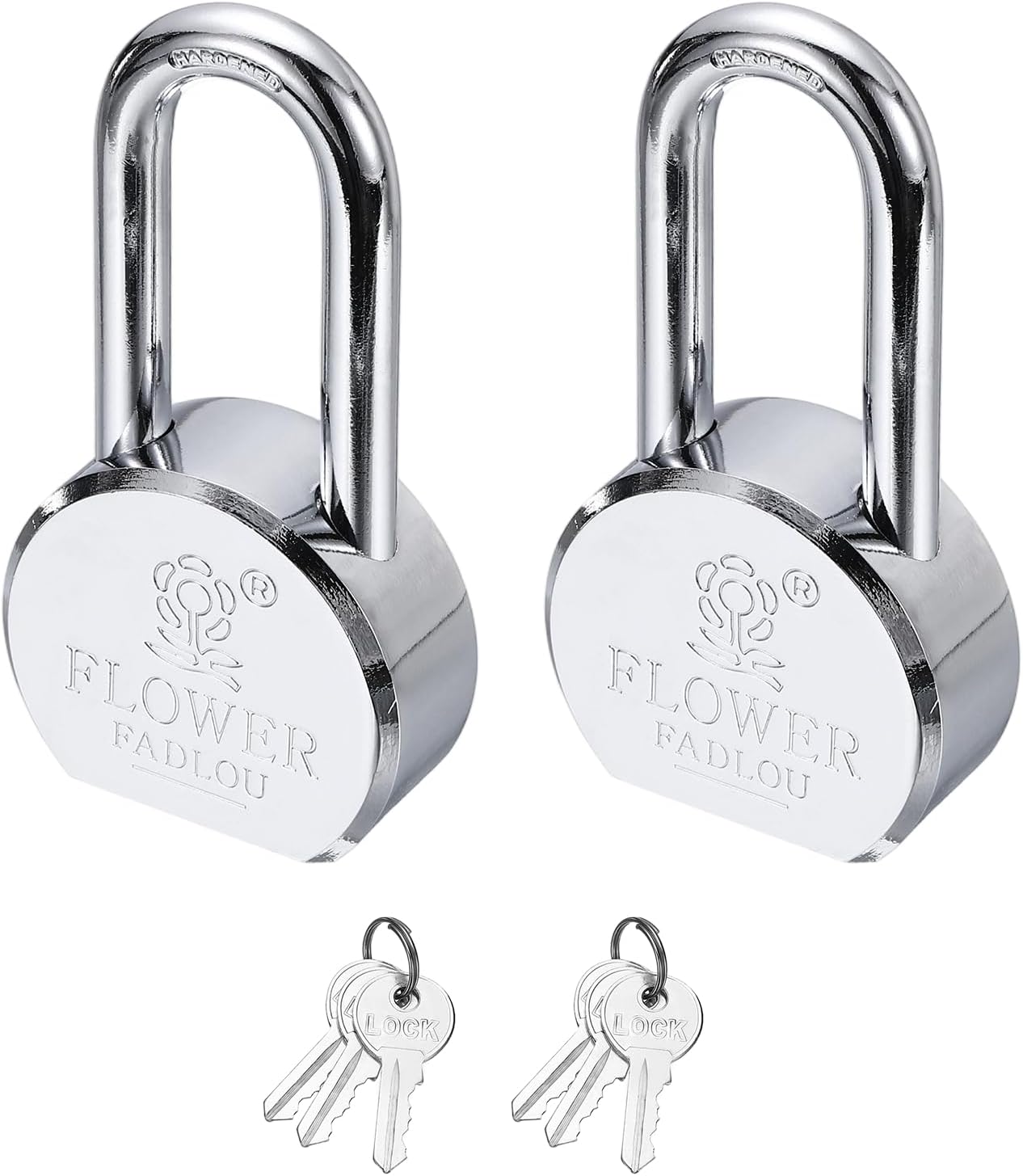 PATIKIL Heavy Duty Lock, (W: 2-5/16inch / 65mm, Silver)(2Pcs), Alloy Steel High Security Padlock with 6 Keys, Suit for-Gate Warehouse Shipping Container Storage Door (H:121.5mm)