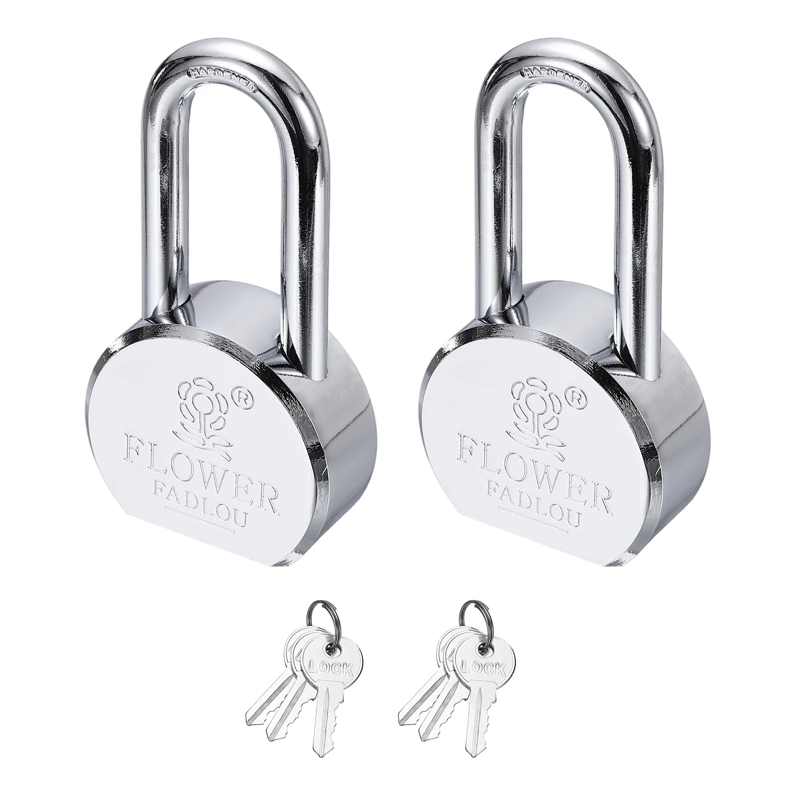 PATIKIL Cerradura resistente, ancho: 65 mm, plateada) (2 unidades), candado de alta seguridad de aleación de acero con 6 llaves, apto para puerta, almacén, contenedor de envío, puerta de