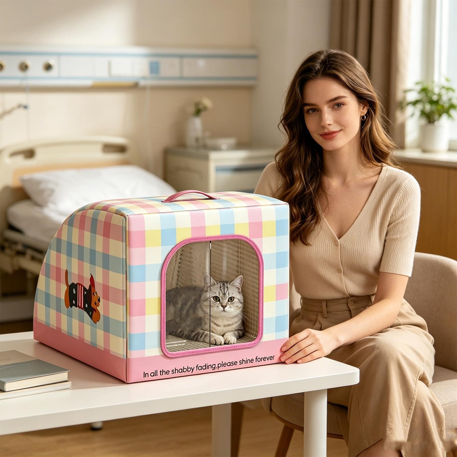 Genérico Kühlhaus für Katzen, isoliertes und tragbares Bett mit Tragegriff, für den Innenbereich für Hunde, für Wohnzimmer, Balkon, Garten, Bauernhof, Haustiere im Freien und auf Straßen