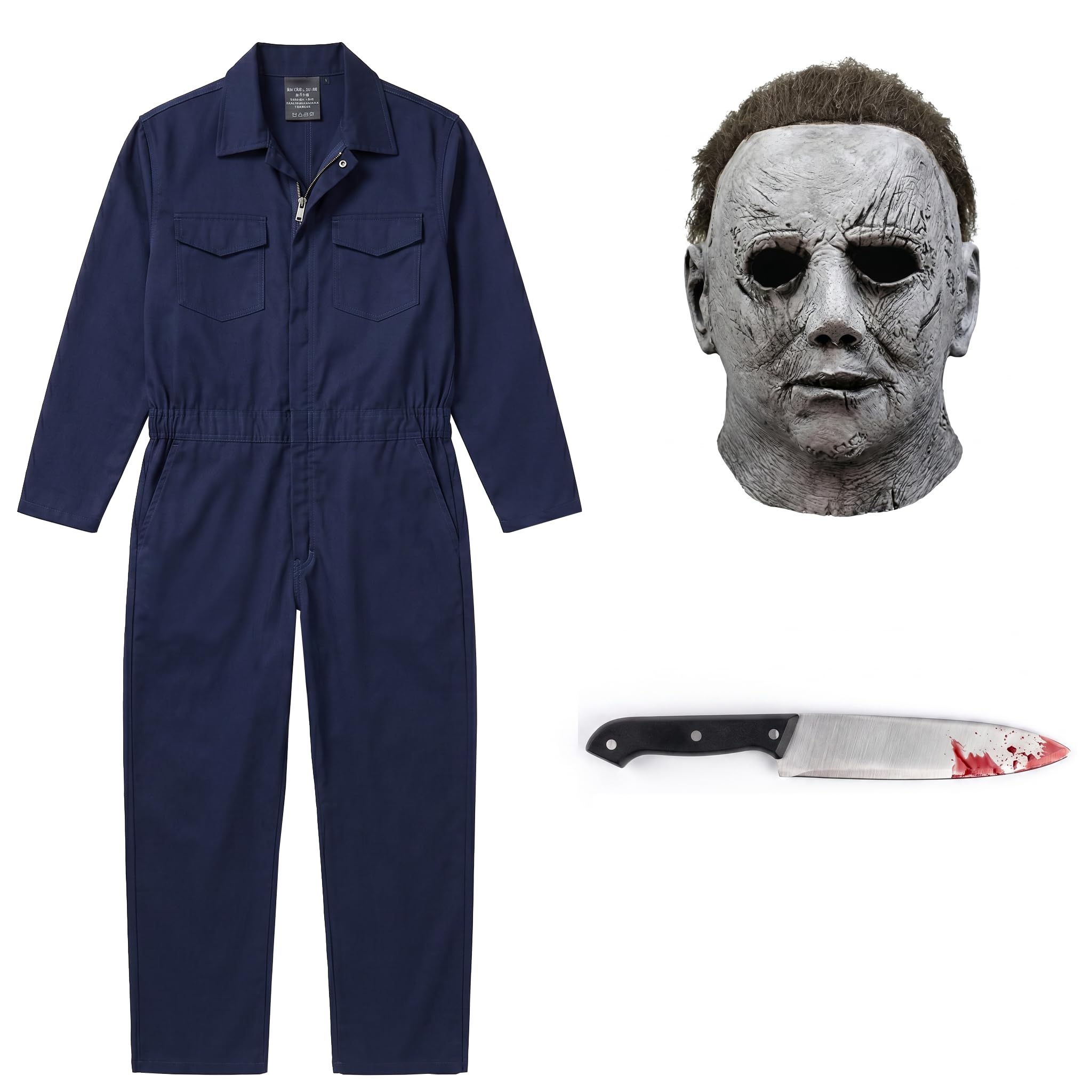 JOYFULBOX Michael Myers Costume Mask Halloween Cosplay Costume with Toy Knife and Latex Mask for Horror Movie XLarge