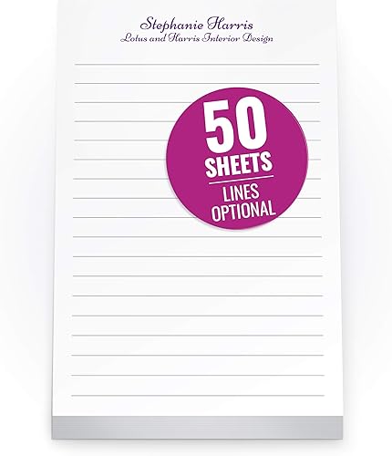 Bloc de notas de color blanco impreso personalizado de 3.9 x 5.9in Colorido bloc de notas personalizado con el nombre de su empresa, líneas de