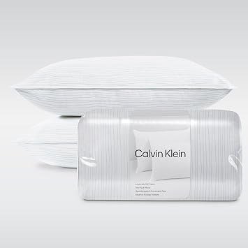 Calvin Klein Wave Print 20" x 36" King Size Set of 2 Bed Pillows for Sleeping, White
