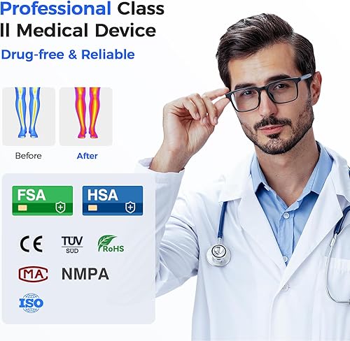 Miniatura 4 de Masajeador de pies para neuropatía, estimulador de pies TENS EMS recargable con 10 modos, 20 intensidades, estimulador de circulación de pies para