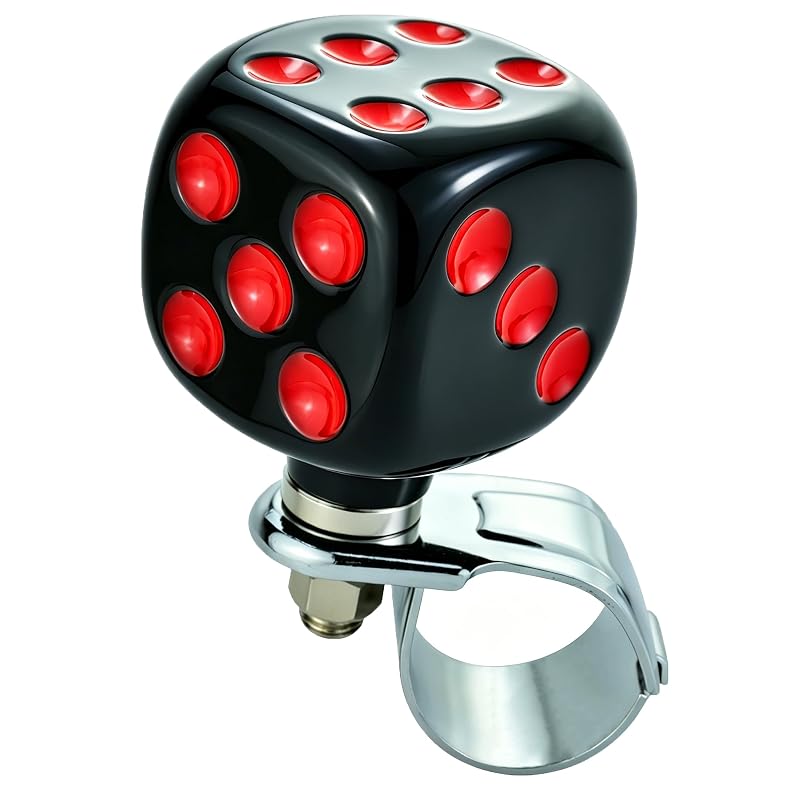 Girador de Volante em Formato de Dado Lunsom Preto e Vermelho DX005BB