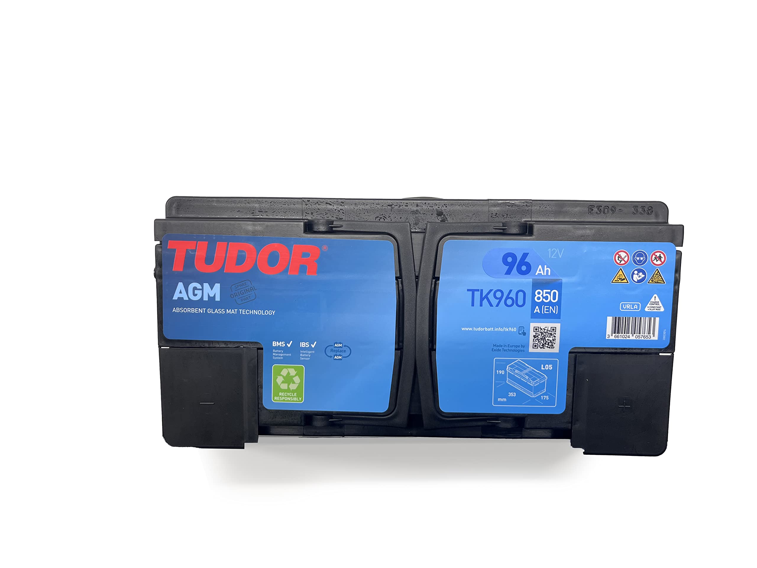 TUDOR Batería 96, Ah 850, A/EN TK960 L 353mm B 175mm H 190mm Compatible con VW Passat B8 Variant 3G5, CB5, BMW 5 Touring F11, AUDI A4 B8 Avant 8K5 A6 C7 Avant 4G5, 4GD, MERCEDES-BENZ