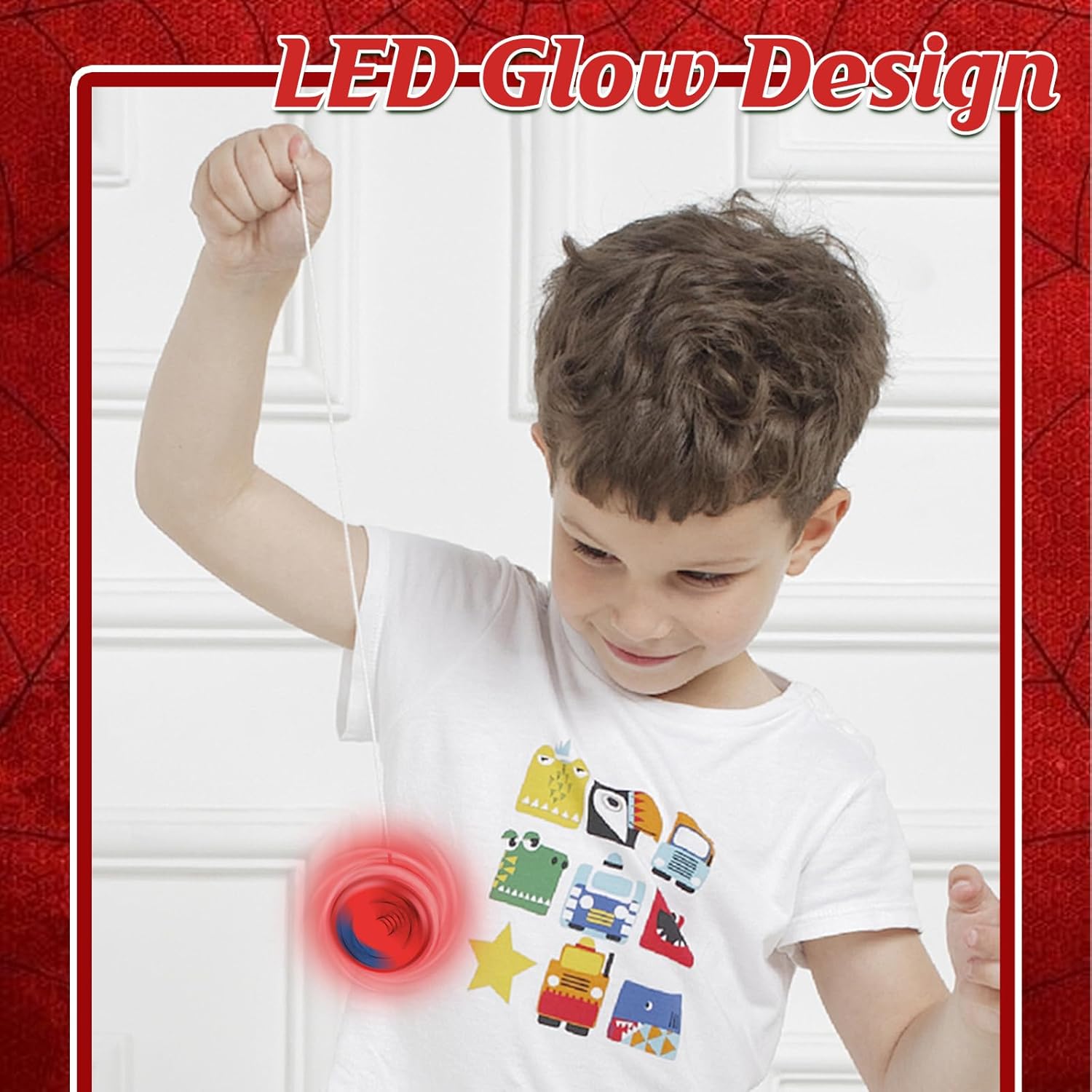 Themed LED Light Up Yo Yo Balls - Glow Party Favors for Kids & Adults, Speedster Birthday Goodie Bags (Red)