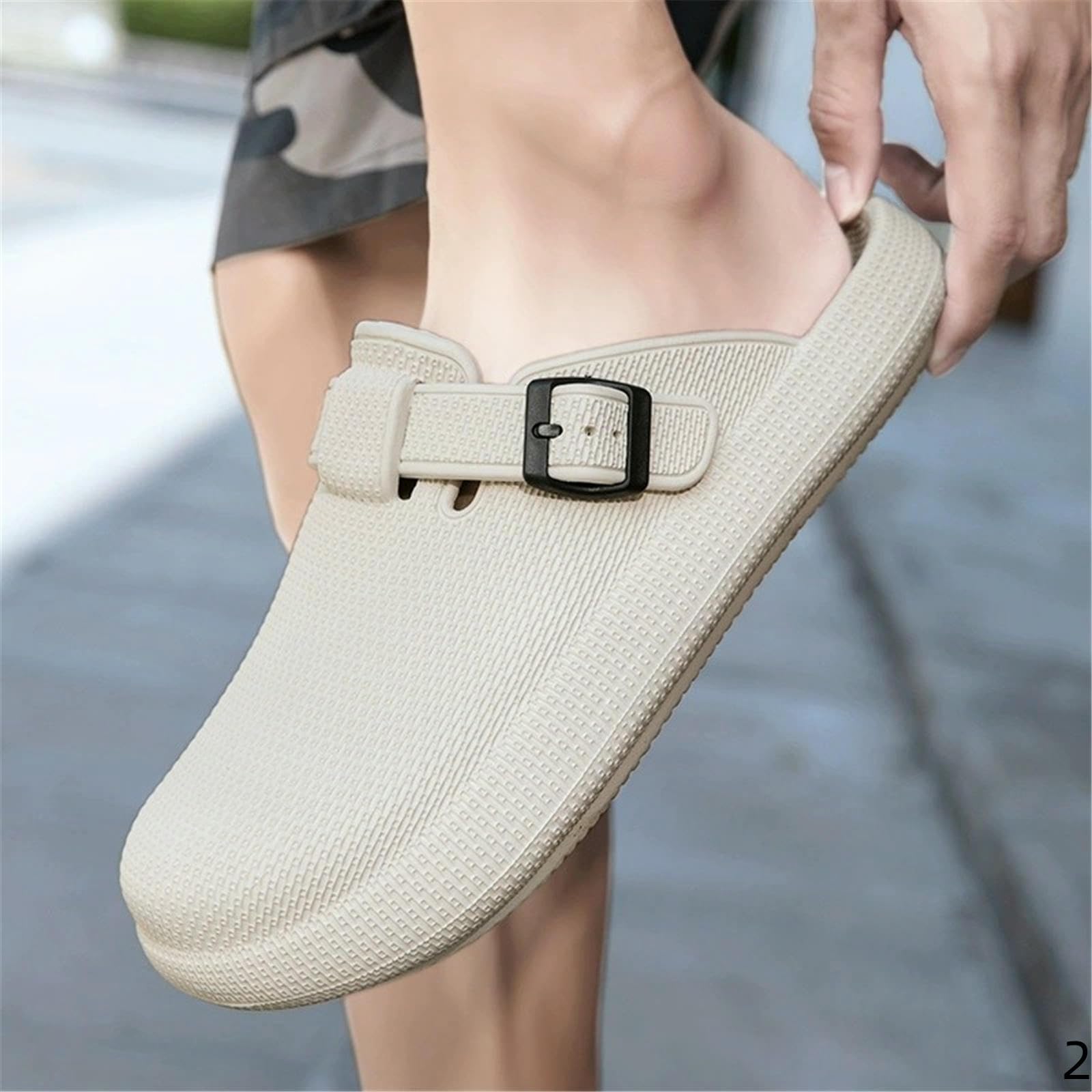 Claquette Hommes Eva Slippers Sandales De Plage Extérieure pour Femmes Hommes-beige-38-39 (adapté Aux Pieds 37-38 Taille)