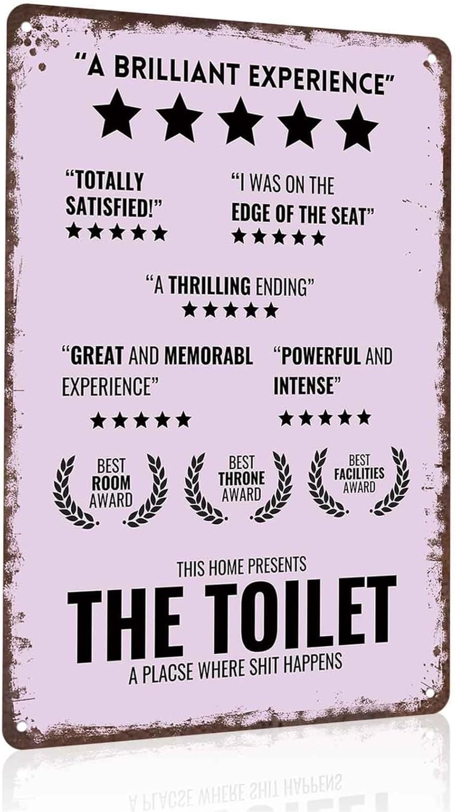 IDGTTLDF 5 Star Bathroom Metal Sign Novelty Toilet Plaque for Home Wall Decoration Garage Bar Porch Cafe 8 X 12 in
