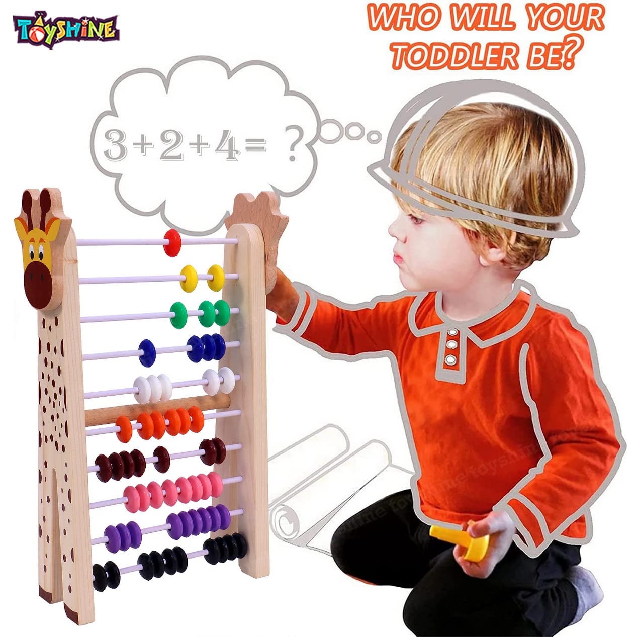 Toyshine Giraffe Wooden Abacus And Learning Play Center - Multi Color, Kid - Image 5 thumbnail