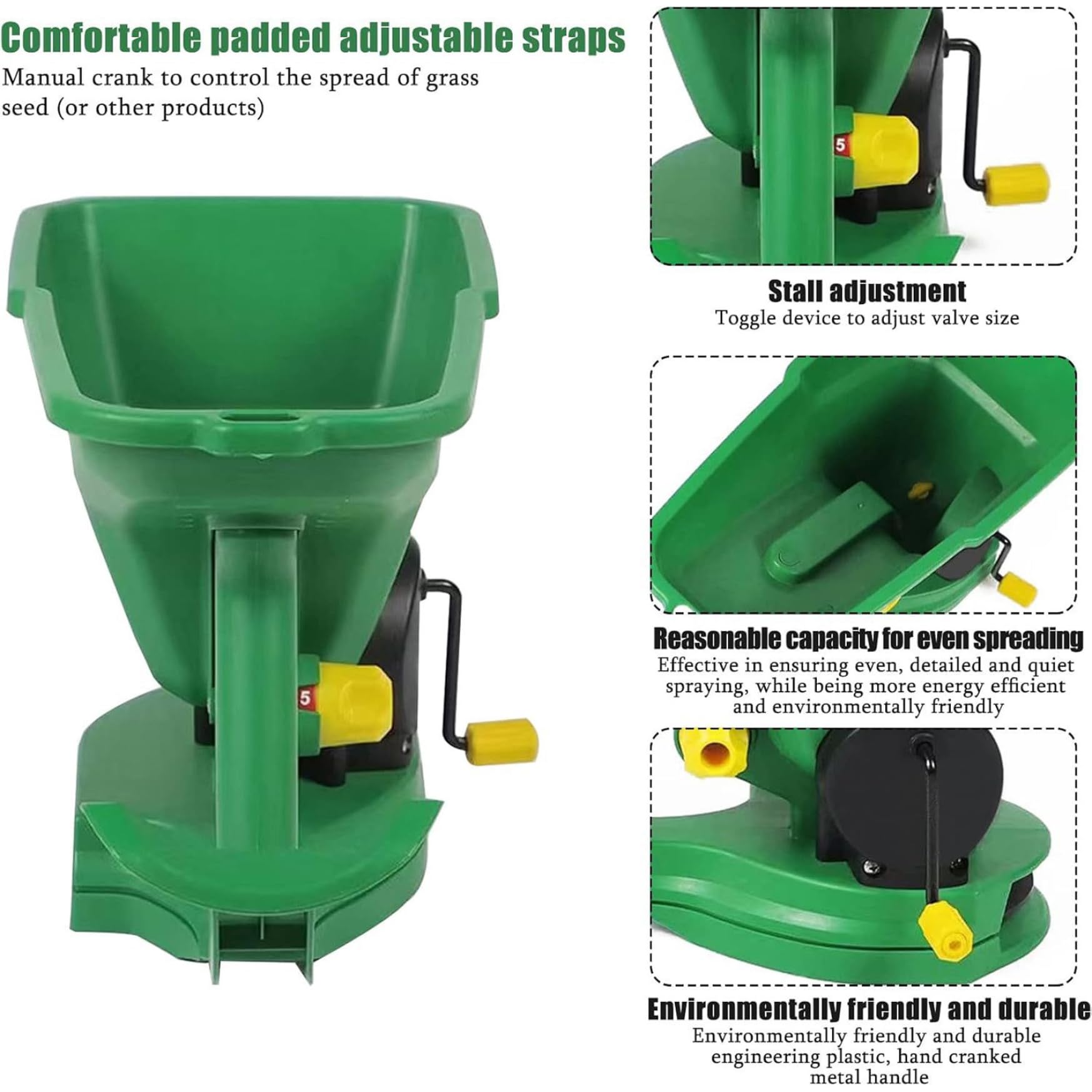 Spandiconcime, Spandiconcime Portatile Regolabile in plastica, Strumento di Semina Portatile per Giardini, Prati e fattorie