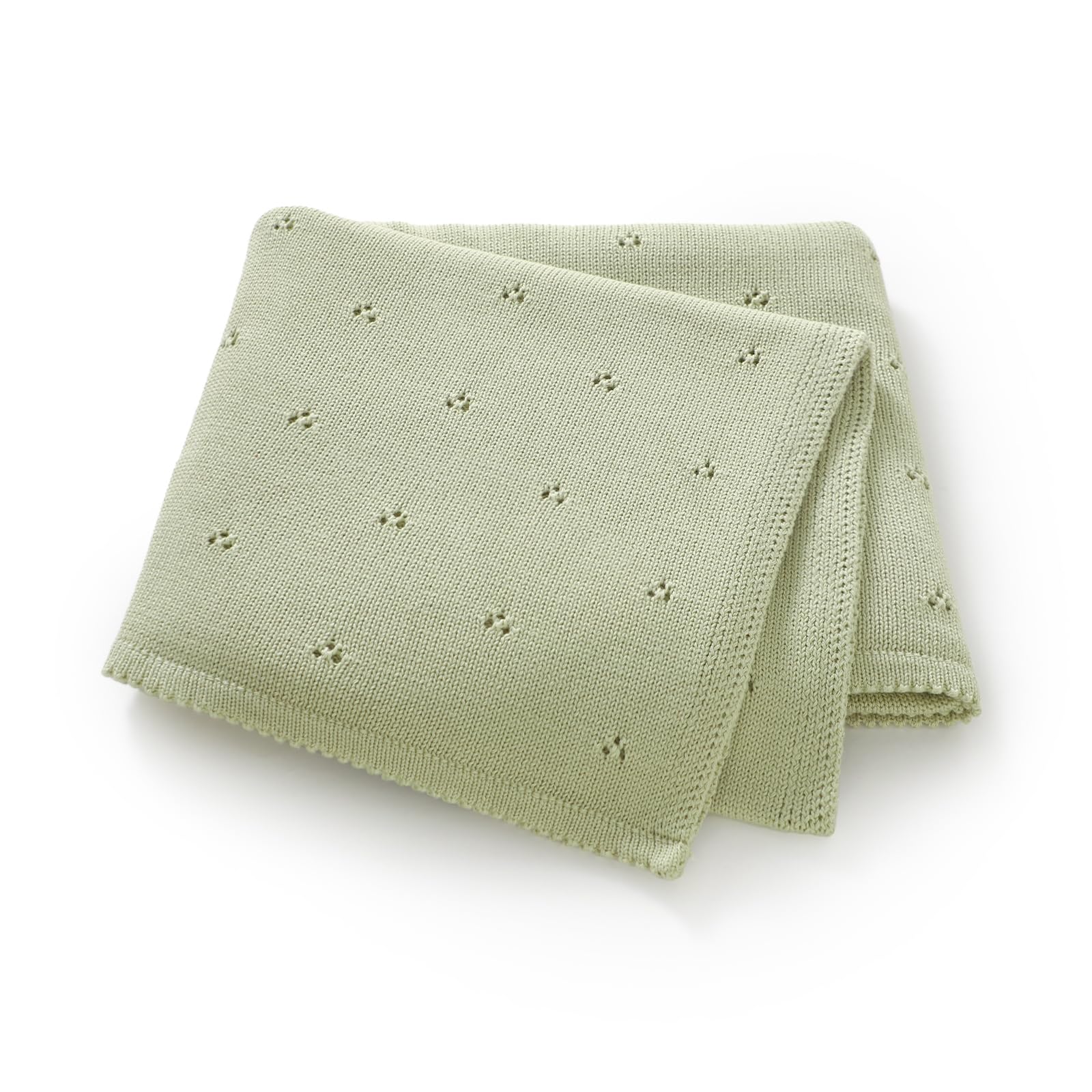 Hadetoto Baby Blanket 100% Cotton Cellular Blanket Baby Soft Cozy Knitted Blanket 100x80cm (Green)