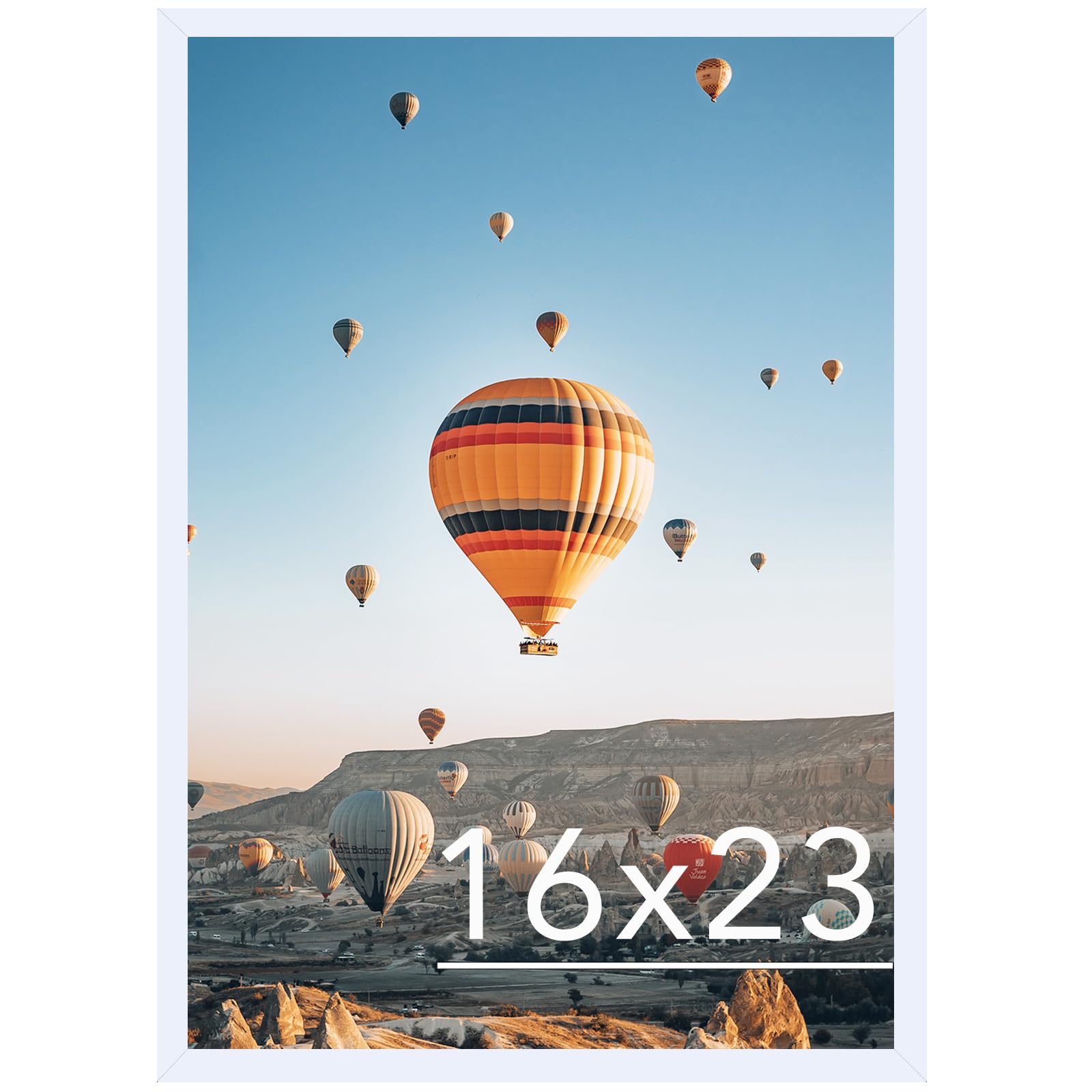 JCJMY 16x23 Picture Frame White for Poster Photo Picture, Horizontal and Vertical Formats for Wall Hanging, 16 x 23 Wall Gallery Poster Photo Frame for 16 by 23 Photos Posters, White