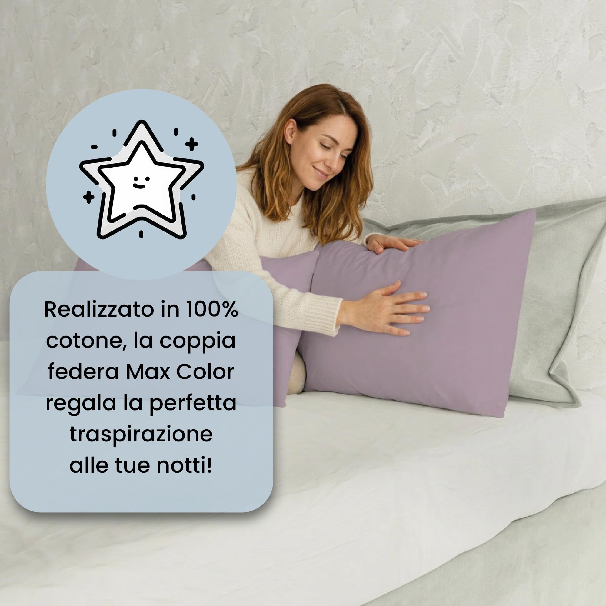Juego de 2 Fundas de Almohada MAX Color 100% algodón, Made in Italy, 50x80 cm con Solapa Interior, Liso – Rosa Antico
