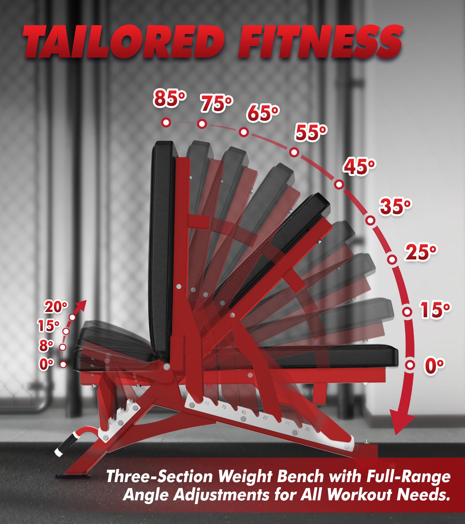 Adjustable Weight Bench, Incline Decline Flat, 1300LB Capacity | Full Body Workout Bench for Home Gym Strength Training, 10 Backrest Positions, 3 Seat Angles, Heavy Duty Steel Frame
