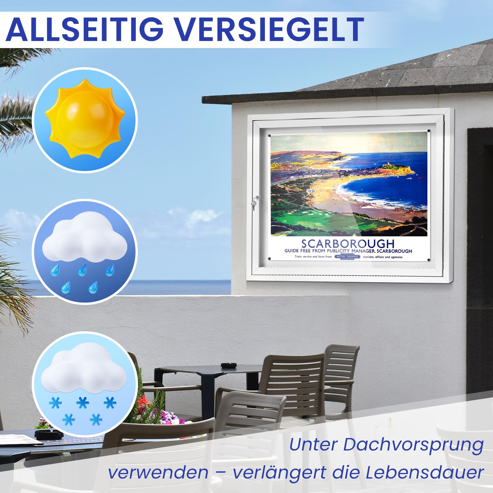 Swansea Schaukasten Außen Wetterfest, 8XA4 Alu Infokasten Plakatschaukasten, Abschließbarer, Wetterfest Aussen, Acrylglas 95x71cm