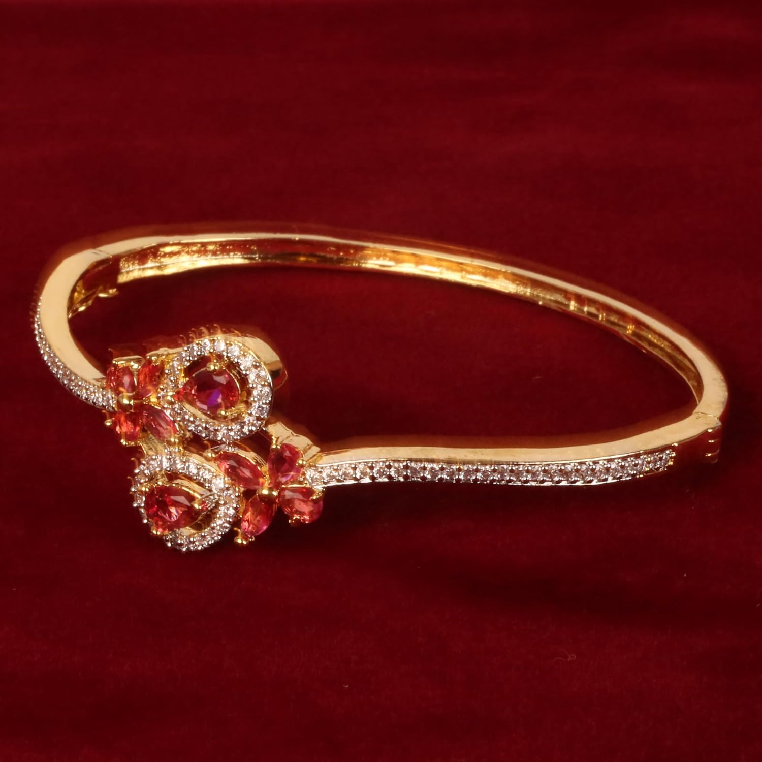 Touchstone Indian Bollywood Impressive Cubic Zirconia CZs Designer Jewelry Bracelet in Gold Or White Tone for Women.