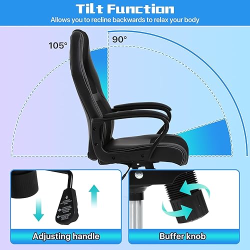 Miniatura 5 de Silla de juegos Silla de computadora de piel sintética con soporte lumbar Sillas de juego de altura ajustable Sillas de escritorio ergonómicas de