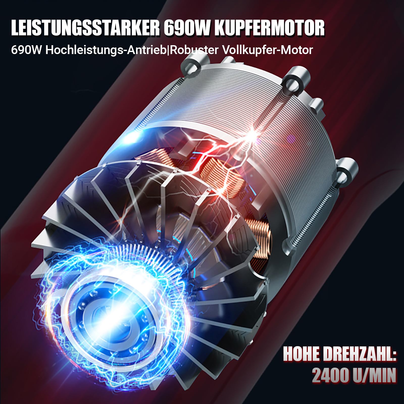 Elektrische Schafschermaschine 690W Professionelle Wollschere mit 6 Geschwindigkeiten 3 Meter Netzkabel Tierschermaschine für Schafe, Ziegen, Alpakas und Lamas (Rot)
