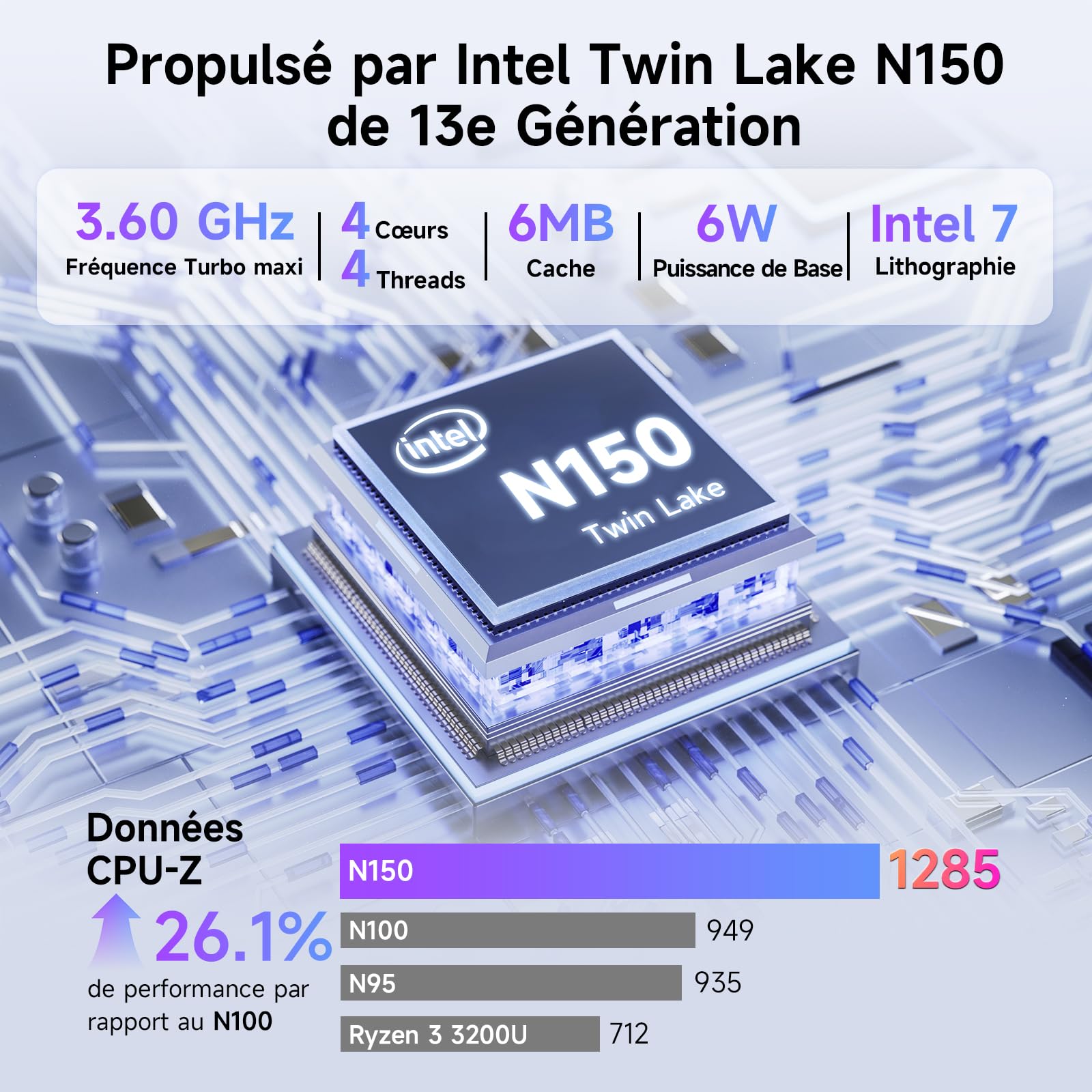 BMAX Ordinateur Portable 2 en 1 Intel N150 14" Écran Tactile 16Go RAM 512Go SSD Clavier Rétroéclairé Win11