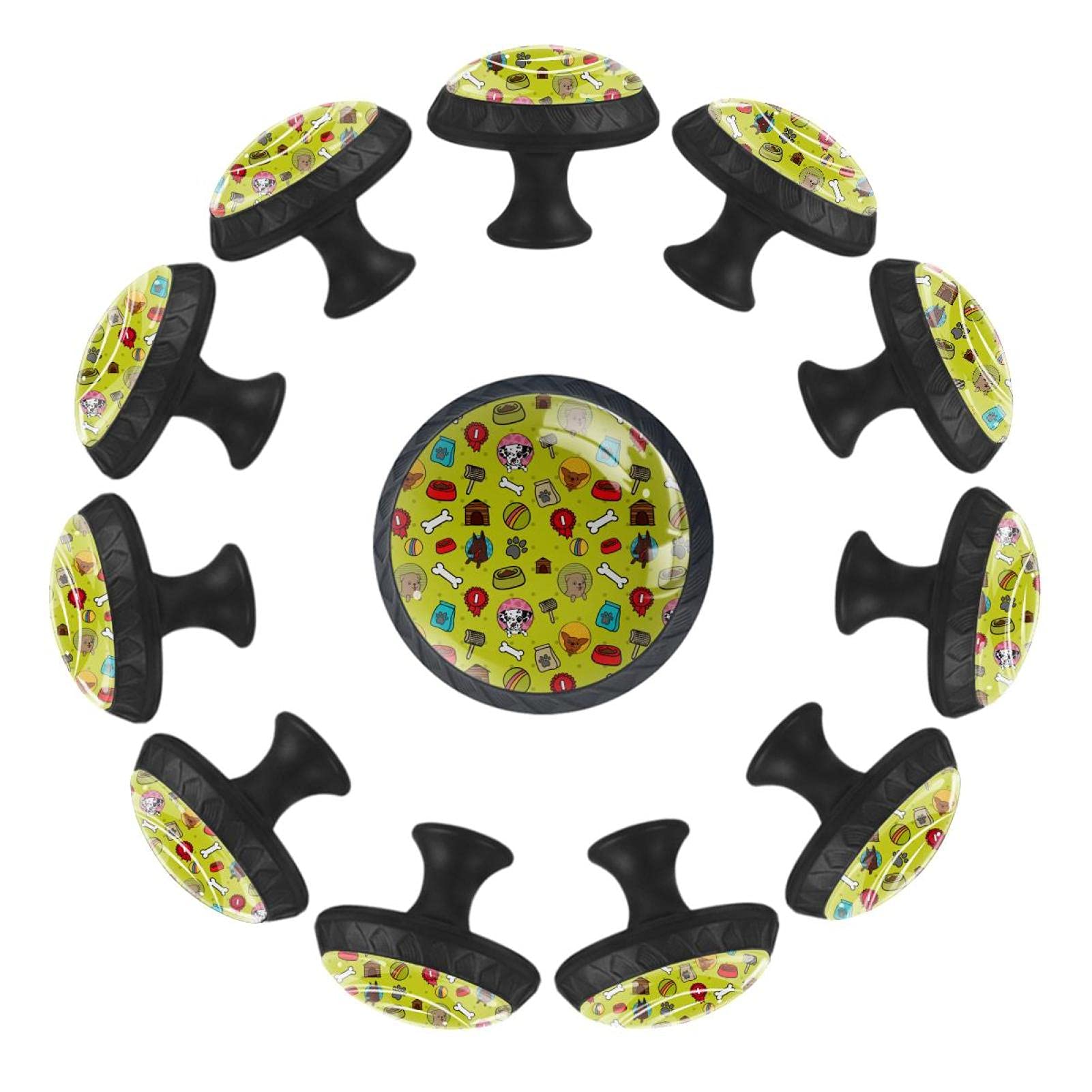 Boutons de tiroir ronds chien vert 35 mm pour commode enfant