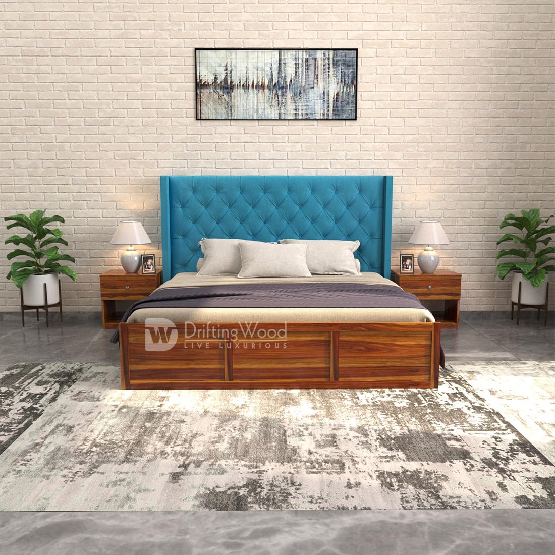 See full amazon price history chart for DRIFTINGWOOD Maya Solid Sheesham Wood King Size Bed with Storage | Wooden Double Bed Cot Bed with Box Storage & Blue Upholstered Cushioned Headboard for Bedroom | Honey Finish DRIFTINGWOOD Maya Solid Sheesham Wood King Size Bed with Storage | Wooden Double Bed Cot Bed with Box Storage & Blue Upholstered Cushioned Headboard for Bedroom | Honey Finish (B0DBG13LNZ) Amazon Price History, Amazon Price Tracker