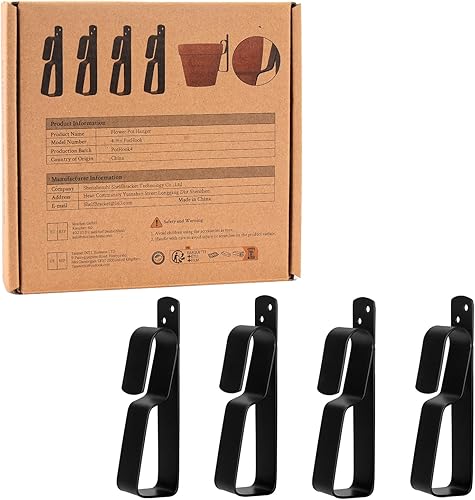 Miniatura 8 de Perchas de terracota para macetas de arcilla de 4 a 9 pulgadas, ganchos de pared de hierro antioxidante para interiores y exteriores, paquete de 4