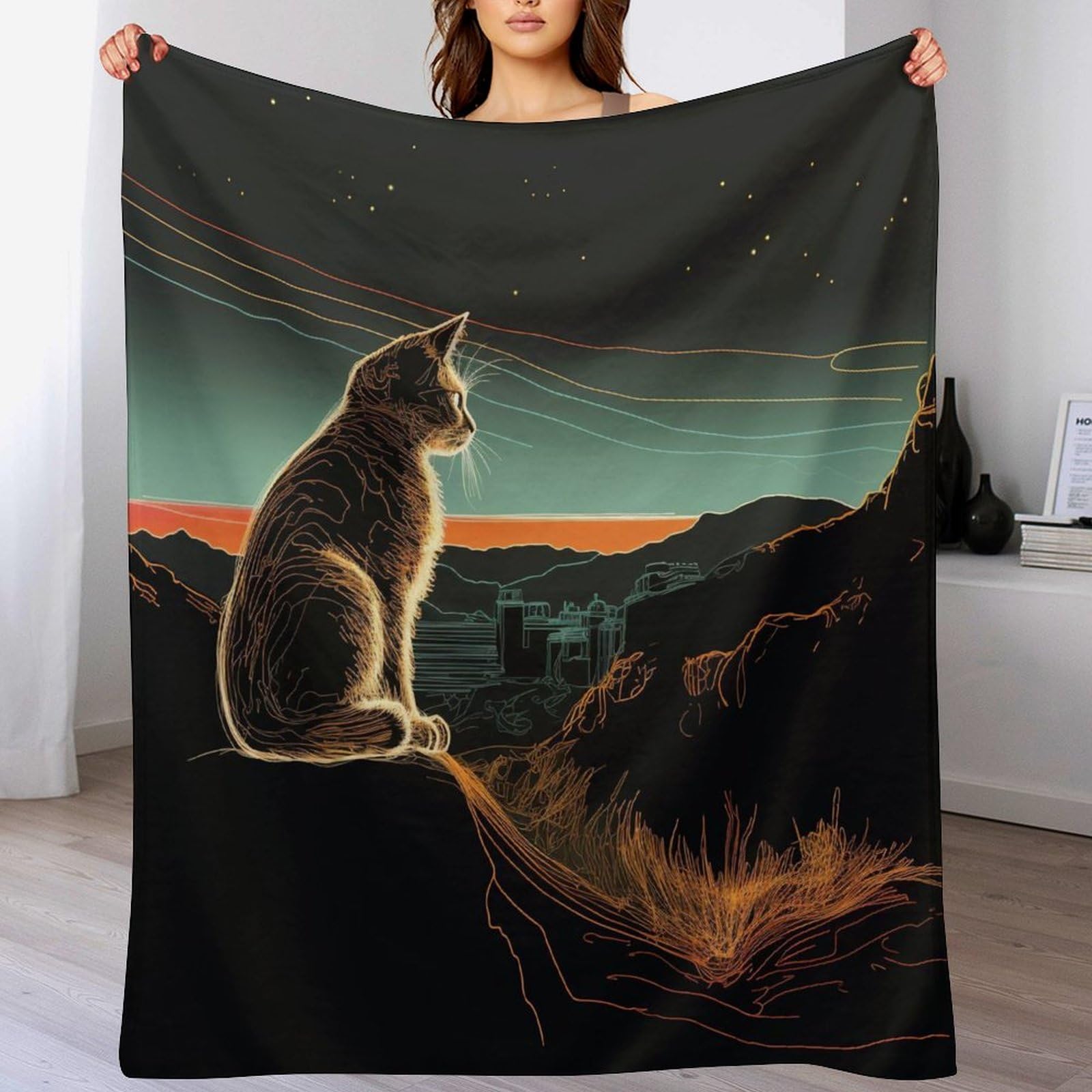 Couverture polaire animal chat pour canapé grand plaid flannel