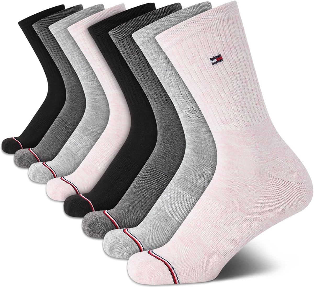 Womens 8 Pack Moisture Wicking Cushioned Crew Socks