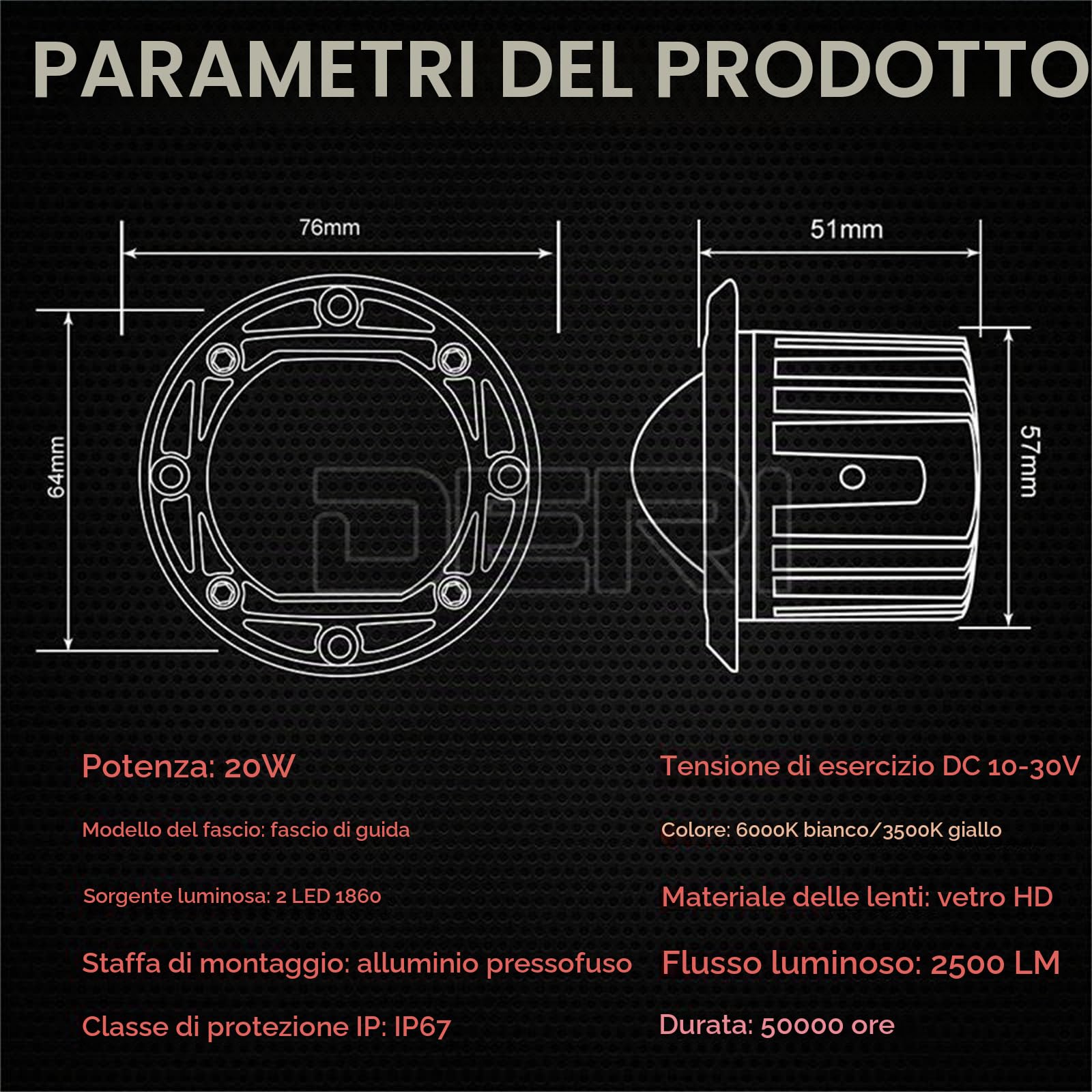 8D Lens Led Work Light 6000K Bianco 3500K Giallo Montaggio A Incasso Luce Di Guida Fendinebbia Per Auto Camion Off Road 4X4 12V 24V,2 pc