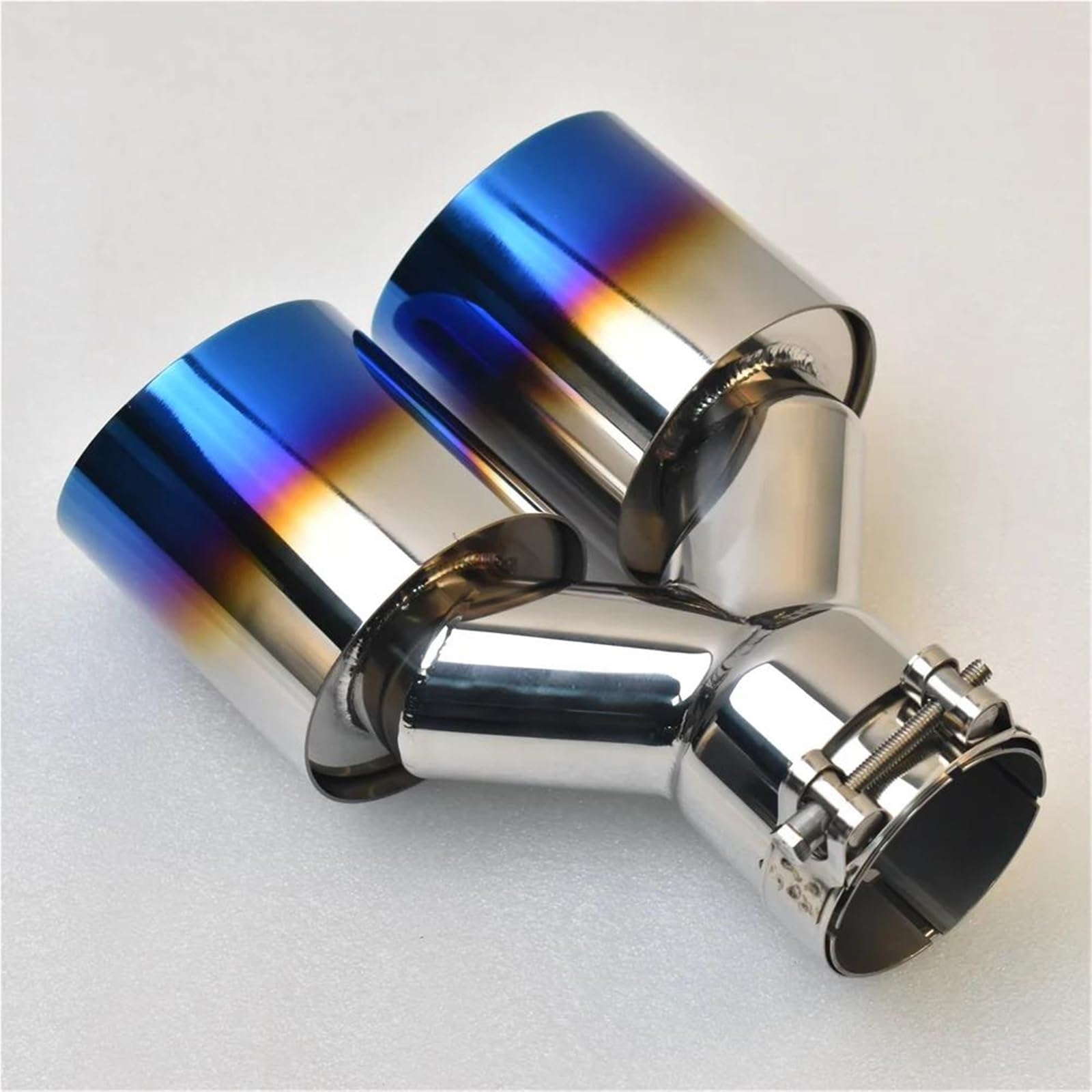 Generico Terminali Scarico Silenziatore Scarico Posteriore Doppio Cilindro Importazione Universale Automobili Acciaio Inossidabile 304 Lega Titanio Esportazione(70MM in- 89MM out)