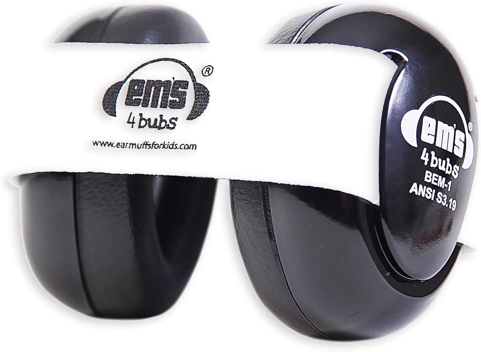 Bubs Hearing & Noise Protection Baby Earmuffs, White Headband, Black