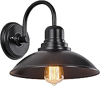 Vista 1 de GOLDHILL Luz de Granero Exterior Negra con Cuello de Ganso, Luces de Tocador de Estilo Granja con Base E26, Luces Exteriores Redondas para Casa