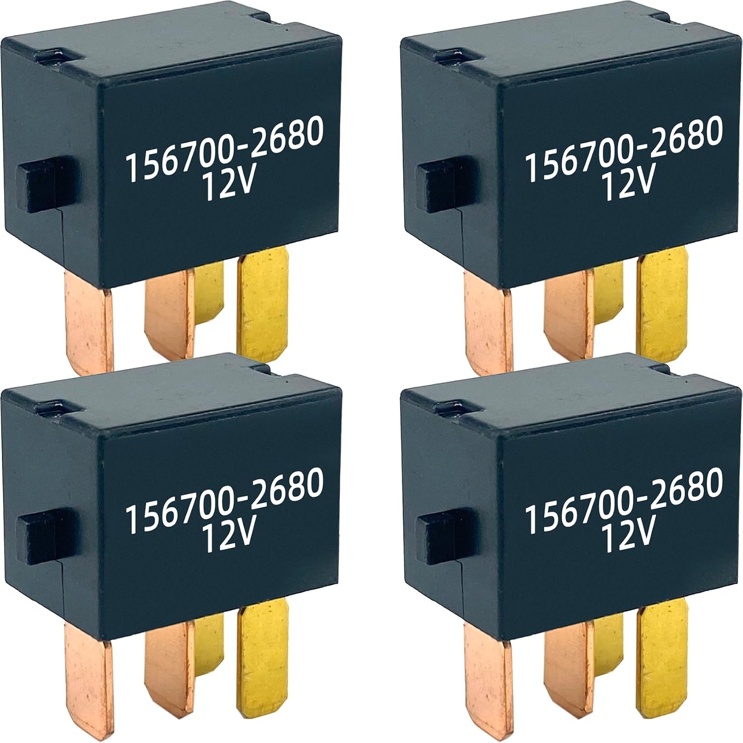 156700-2680 12V Relay (4-Pack) 20A 4-Pin SPST Micro Automotive Relay Compatible with Toyota Lexus Camry Corolla RAV4 for A/C Clutch Fuel Pump Horn Repair