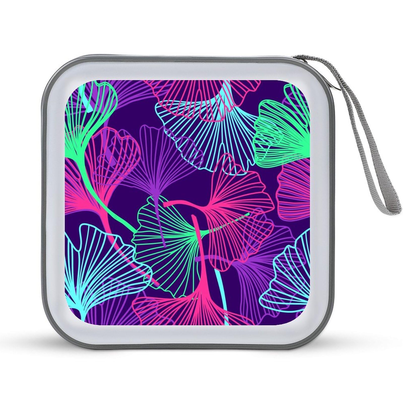 Tropical Gingko Leaves DVD Case 40 Capacity CD Storage Case CD Wallet Holder Organizer for Car