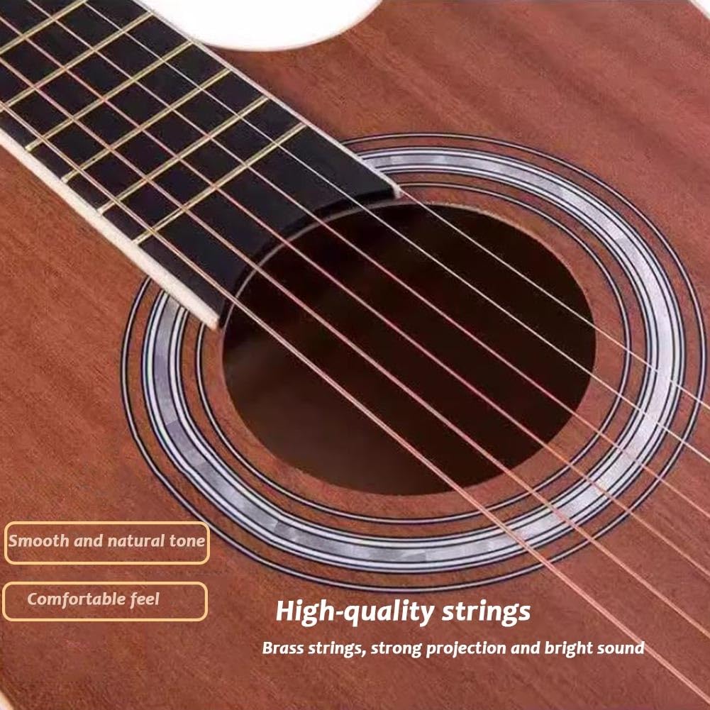 Kit Di Chitarra Acustica Per Principianti Adulti, Kit Completo Di Chitarra Acustica Con Spalla Mancante Set Per Principianti Con Chitarra In Legno(Black look,38 in)