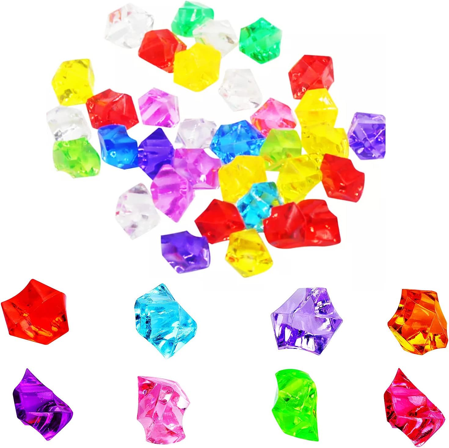 Fworld Multicolored Fake Crushed Ice Rocks, 120 PCS Fake