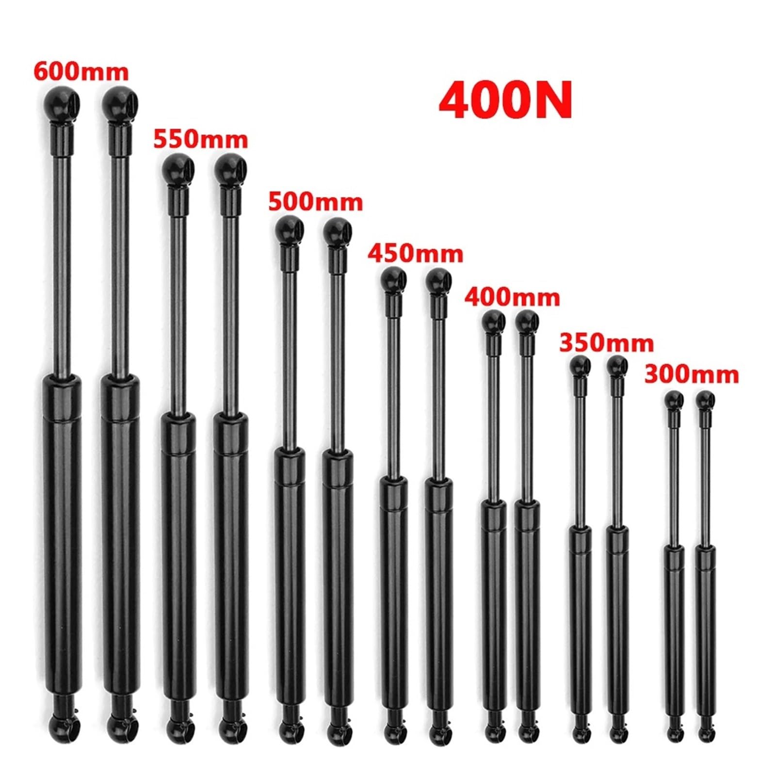 Gasdruckfeder 400N 300/350/400/450/500/600 Mm Gasdruckfedern Bars Gasfeder Unterstützung Kofferraum Motorhaube Auto Wohnwagen Türen Fenster Heckklappe Boot Bus Gasfeder(500mm-400N)