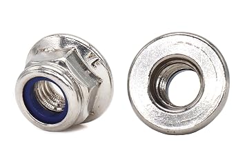 20pcs M8 x 1.25mm Flanged Nylon Inserted Lock Nuts 304 Stainless Steel
