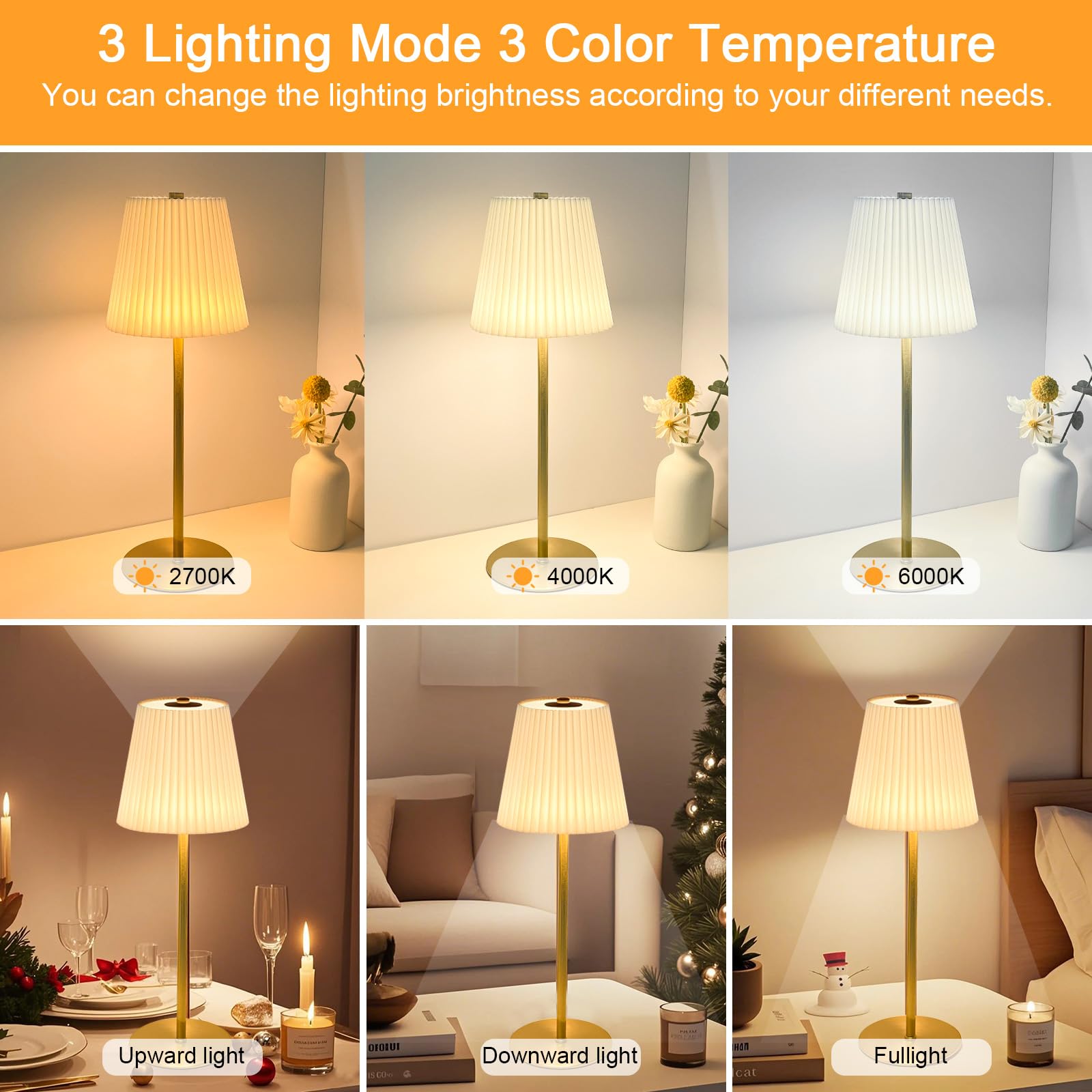 ZHENMING Lámpara de mesa inalámbrica, lámpara de mesa de tela de lino, recargable, 5200 mAh, funciona con pilas, con atenuación continua de 3 colores y 3 modos de iluminación, control táctil, lámparas