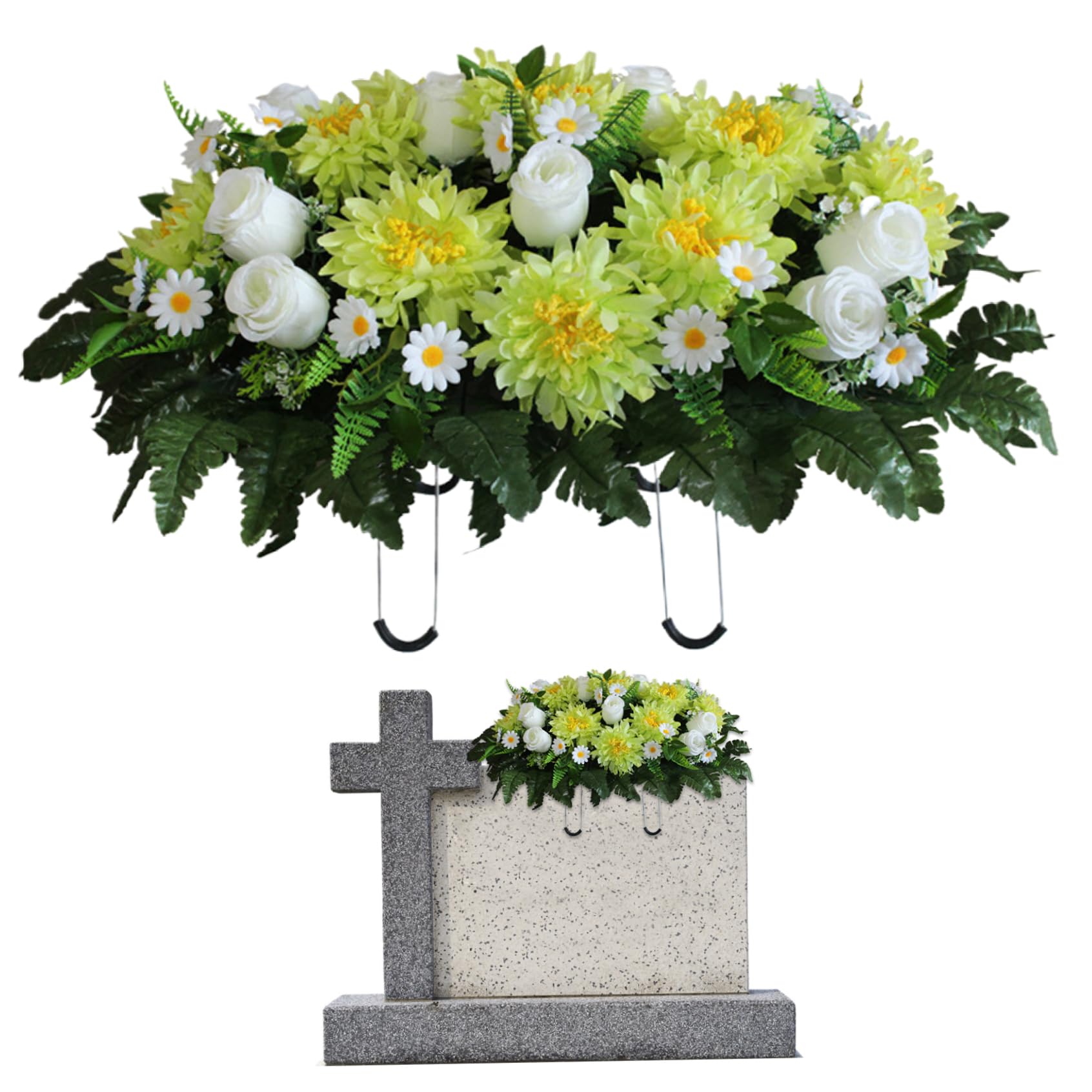 Chrysanthèmes en soie fleurs de tombe artificielles réalistes
