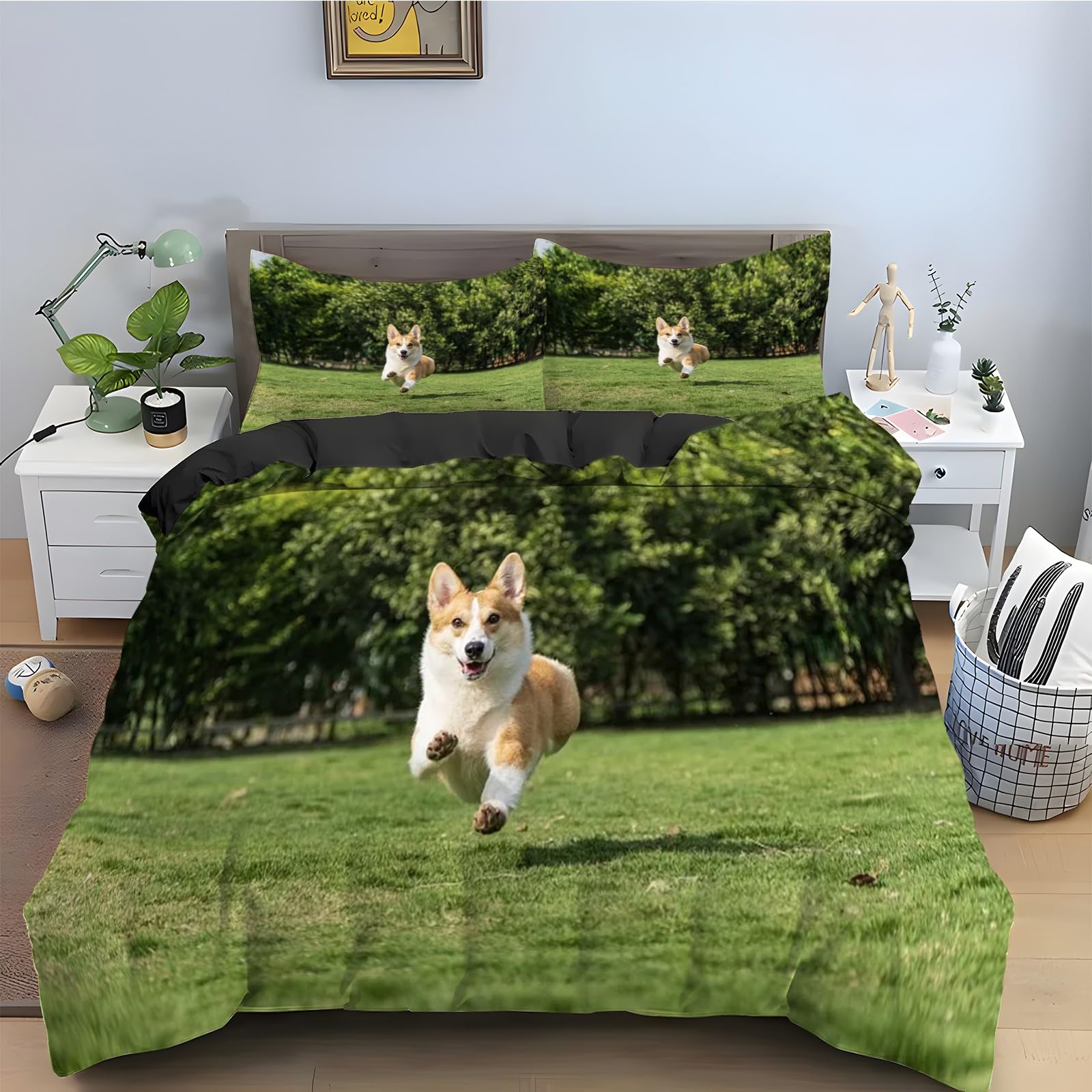 Parure de lit Corgi 240x260 cm avec housse de couette et taies