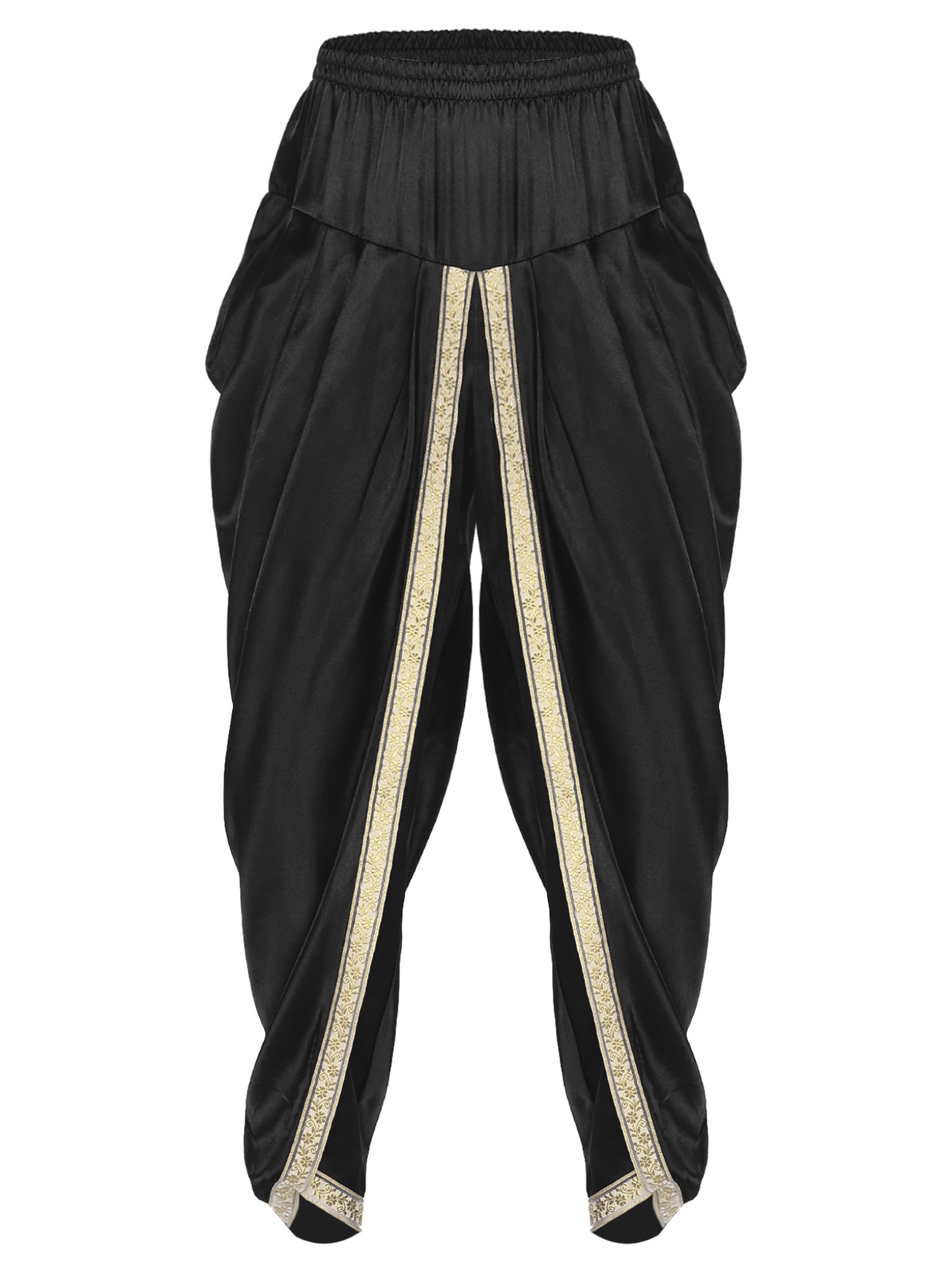 Herren Satin Dhoti Hosen Bequeme elastische Taille Drapierte Bequeme Alltag Party Hose