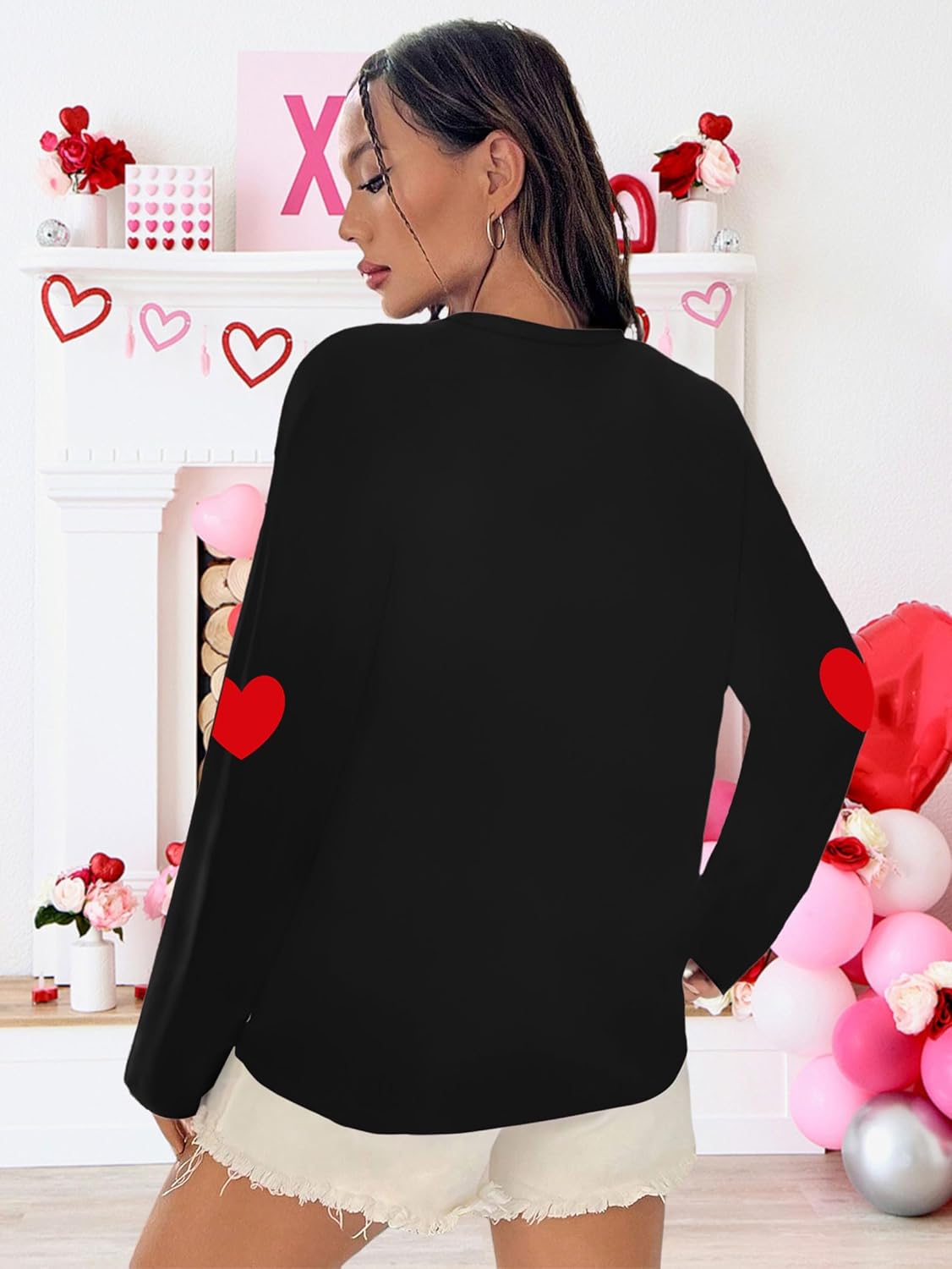 Valentines Day Shirts Women Love Heart T-Shirts Casual Long Sleeve Valentines Day Graphic Tees Tops - Image 5