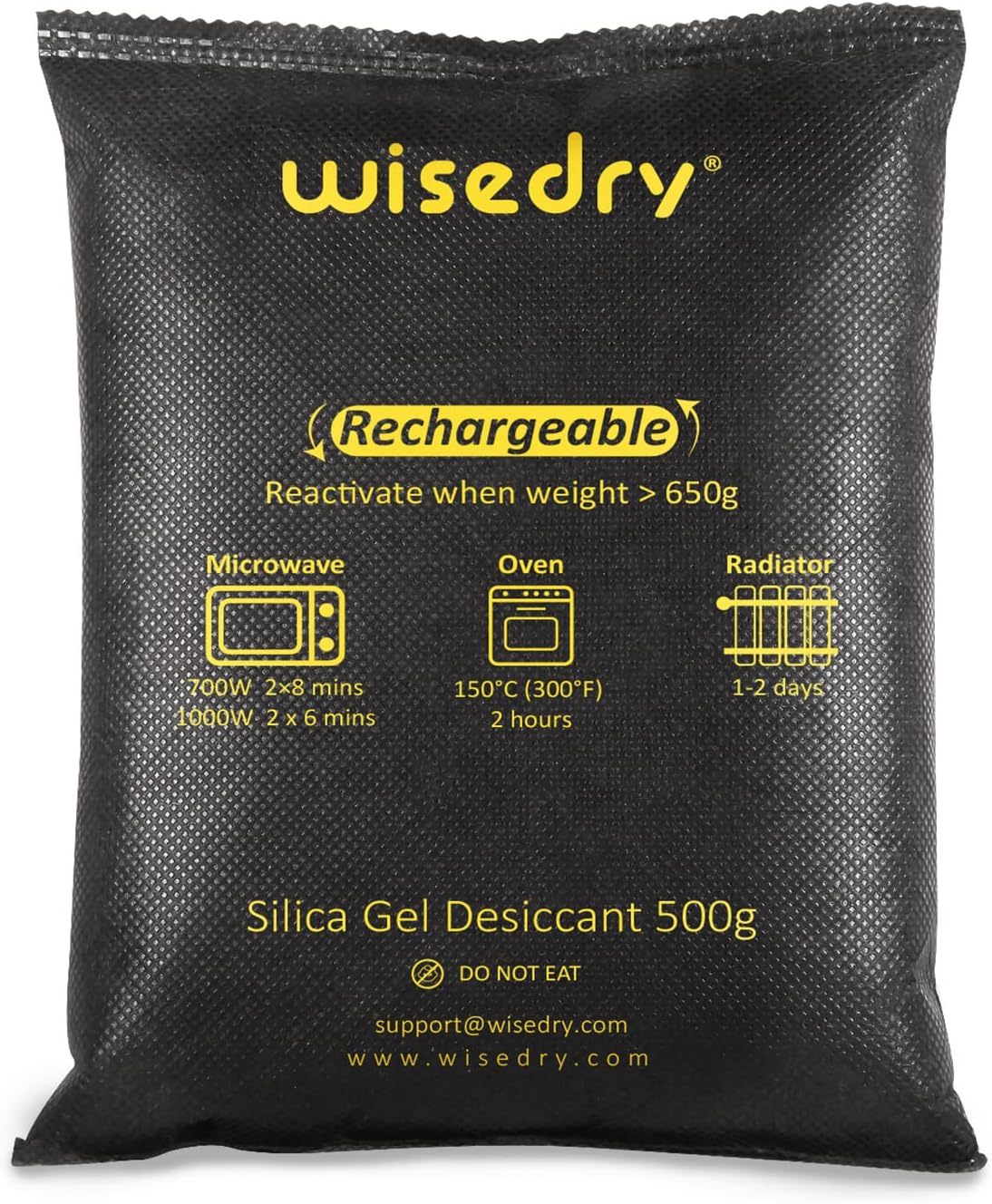 2 x 500 Gram [2.2 lbs] Rechargeable Silica Gel Car Dehumidifier, Microwave Fast Reactivated Desiccant Packets Large for Gun Safe Closet Basement Garage Storage Moisture Absorber Bag Reusable