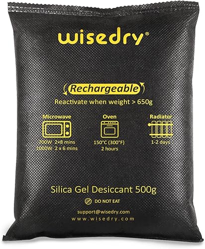 wisedry - 4 deshumidificadores de gel de sílice de 17.64 onzas (4.4 libras) para automóvil, paquetes desecantes para caja fuerte para armas,