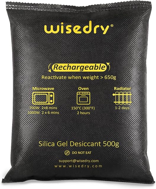 Wisedry Car Dehumidifier Reusable Silica Gel Desiccant Bags, 2 x 500 Gram [2.2 lbs] Microwave Fast Reactivated Moisture Absorber Pouches for Car Basement Garage Storage, Keep Windows Fog-Free