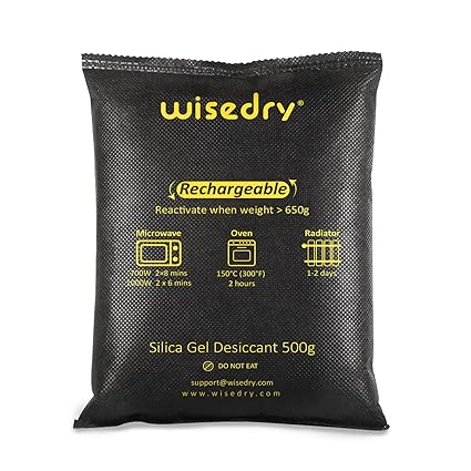 Wisedry 2 x 500 Gram [2.2 lbs] Rechargeable Silica Gel Desiccant Packets Microwave Fast Reactivated Desiccant Bag Large for Car Basement Garage Storage Bathroom Gun Safes RV Moisture Removal Reusable