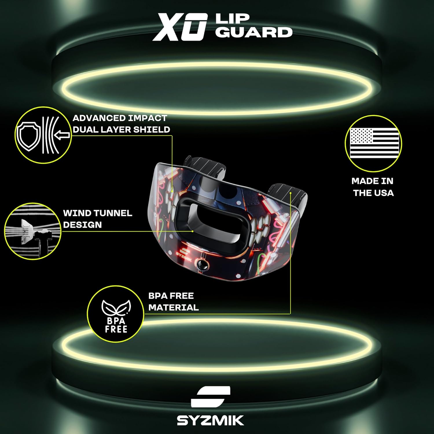 X0 Football Mouthguard – Lip Guard - Black Bionic – Shock Absorbing – One Size Fits Most