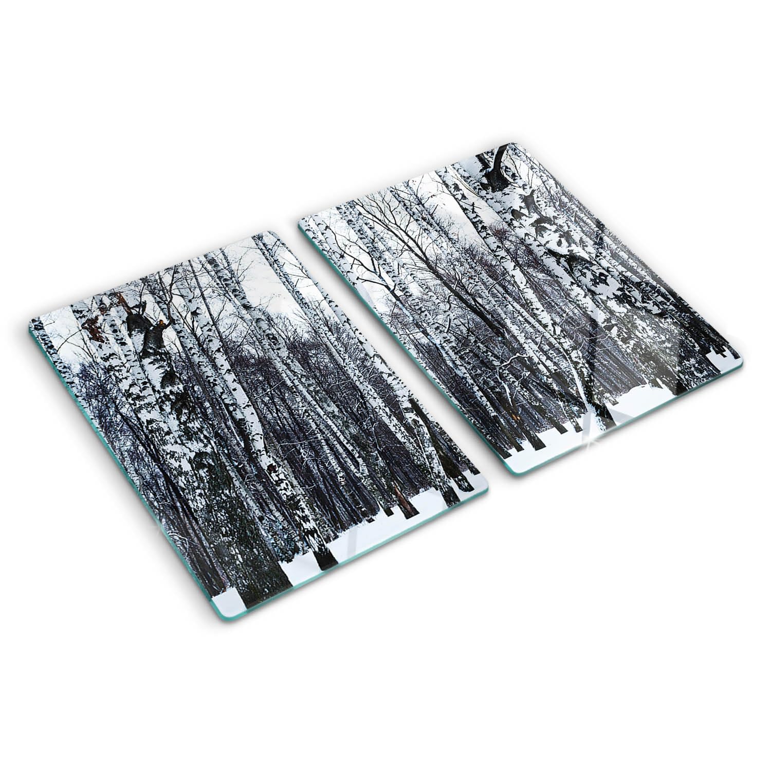 Planche à découper pour cuisine moderne motif Bouleaux d'hiver 40x52 cm