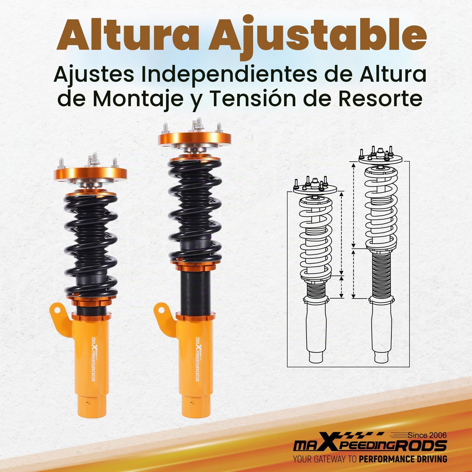 maxpeedingrods Suspensión ajustable rosca Oro